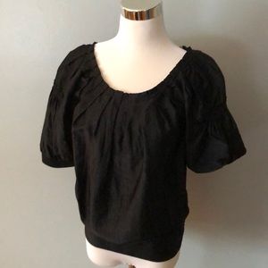BCBG Max Azria pleat neck band hem blouson top XS